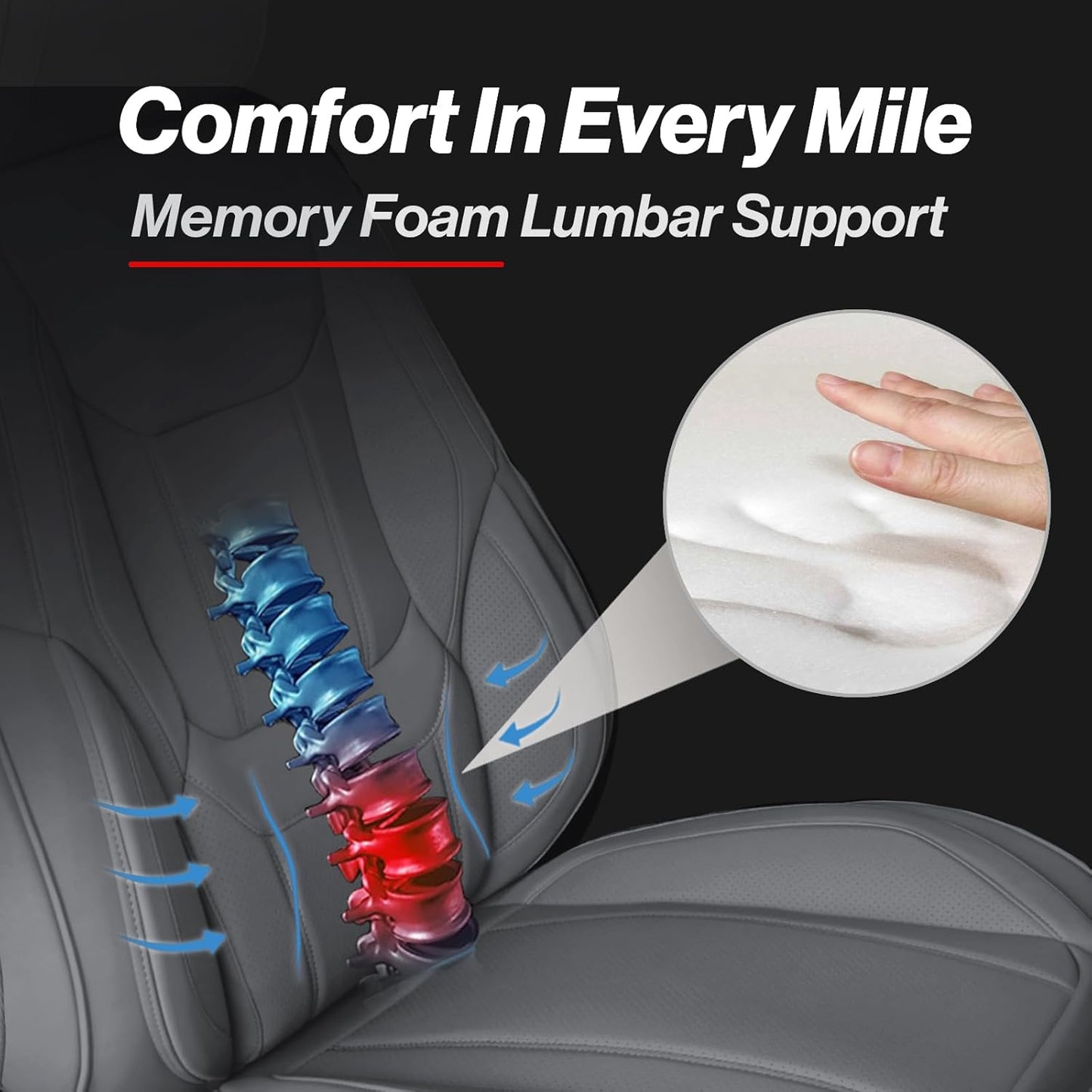 Coverland Custom Car Seat Covers Compatible with 2007-2013 Silverado 1500 Crew Cab, Extended Cab - Premium Leather Non-Slip Waterproof Interior Protector Full Set-Dark Gray [See Size Chart-Size X133]