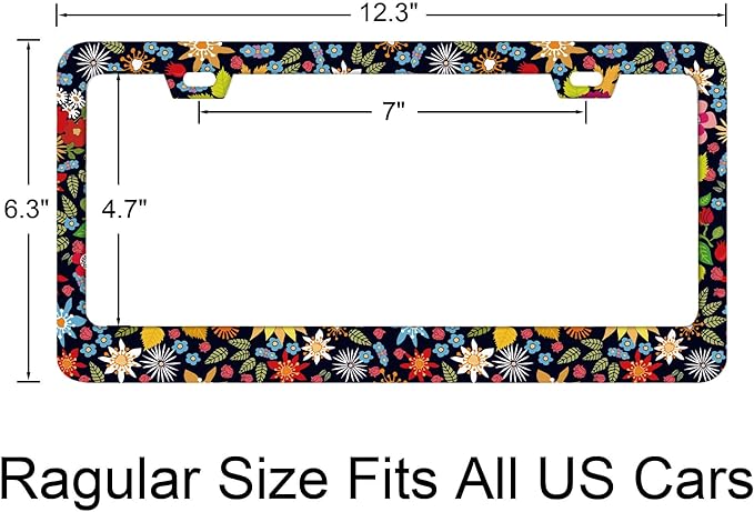 Bright Autumn Lawn License Plate Frames，Rust-Proof Stainless Steel - Free Screws, Caps Included Personalized Cover for Women Men Decorate Your Car with 12.3x6.3 Inch License Plate Holder-DATANSEN