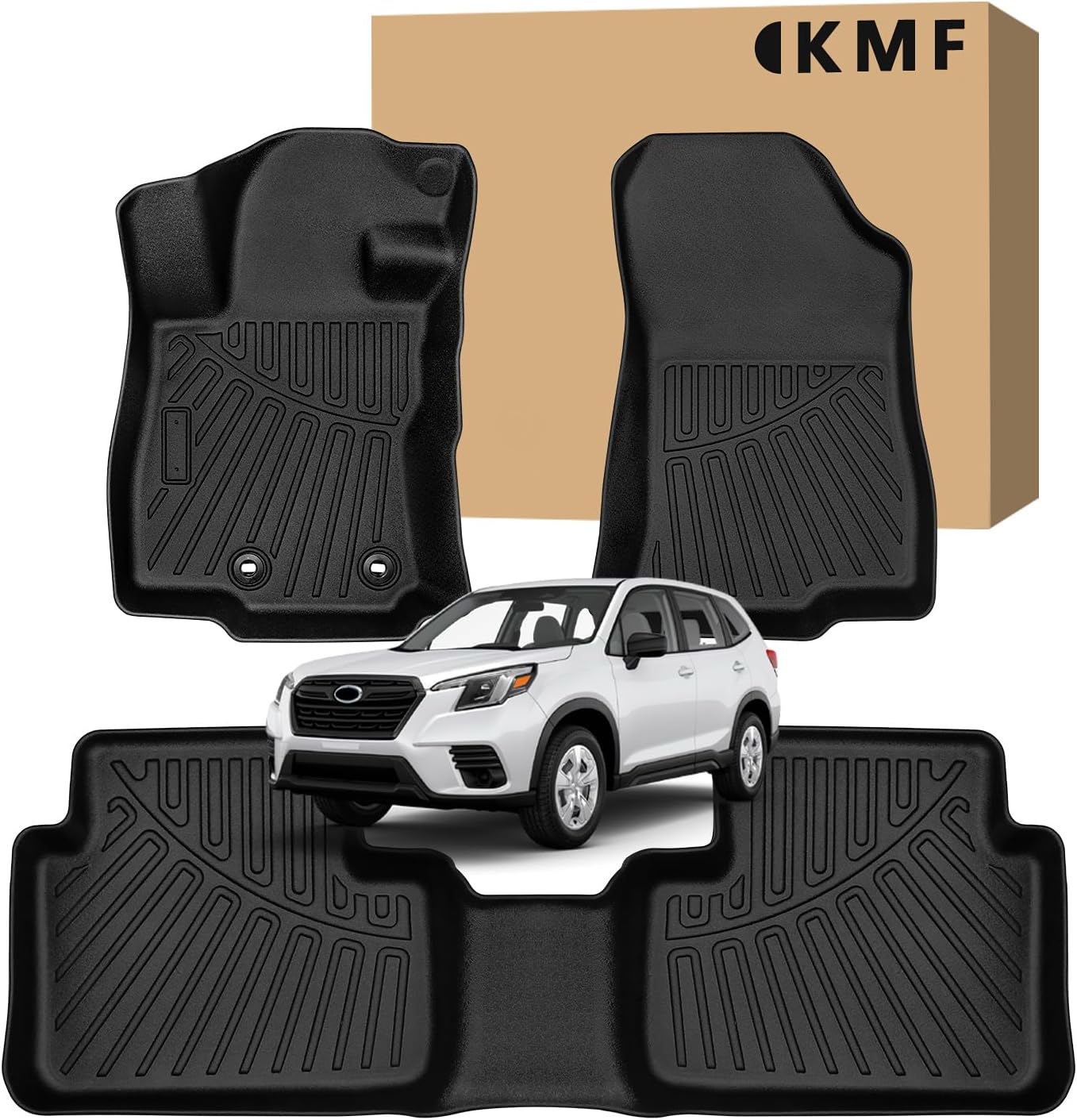 KMF Custom Fit Floor Mats for Subaru Forester 2025 Accessories, All Weather Forester Mat TPE Waterproof Car Floor Liners - Front & Rear 2 Row, Anti-Slip Deep Grooves Car Mats Full Set