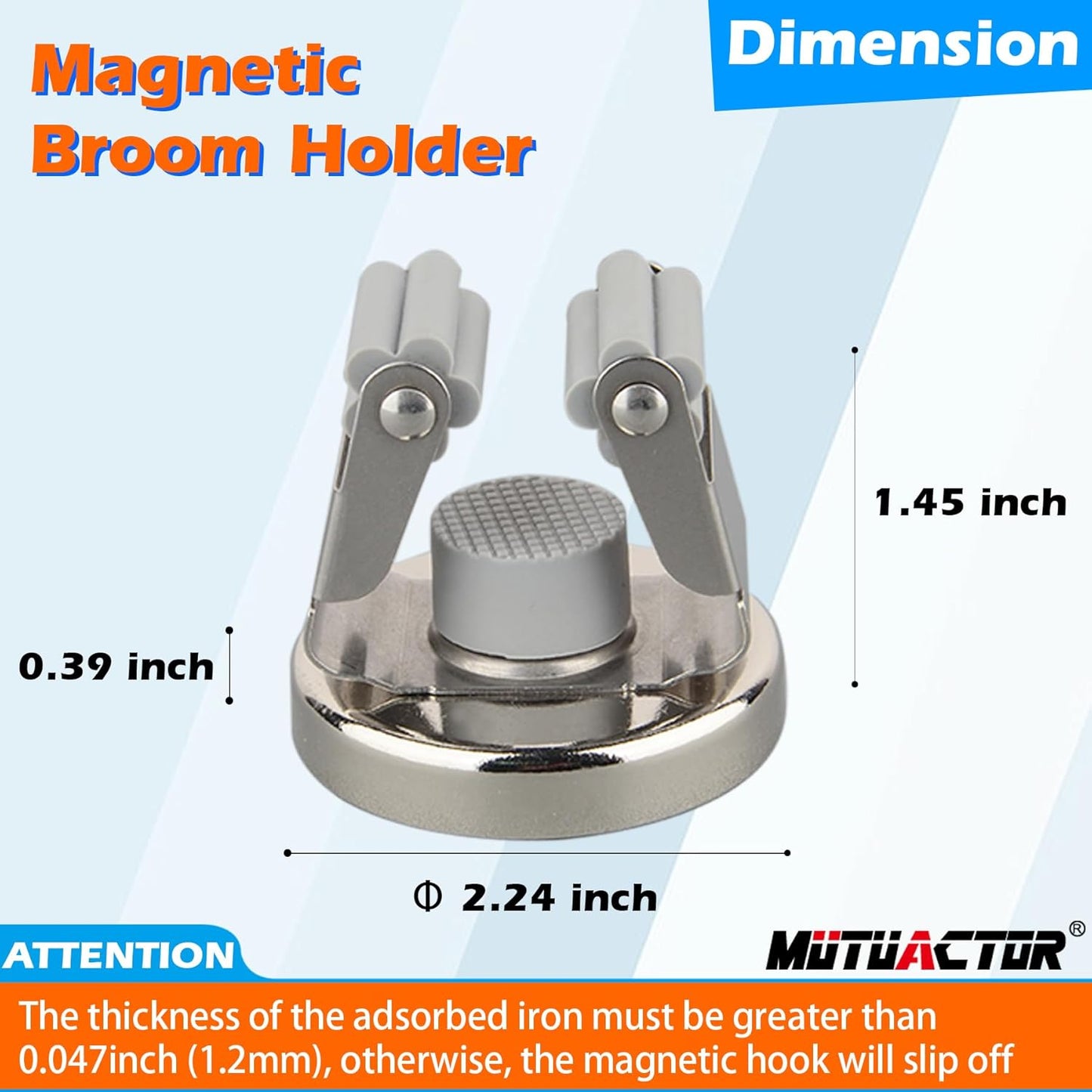 MUTUACTOR Magnetic Broom Holders,8pcs Anti-broken Heavy Duty Magnetic Clips Wall Mount,No Drilling Magnetic Hooks Broom Mop Brackets for Work Cargo Garage Laundry Van Accessories