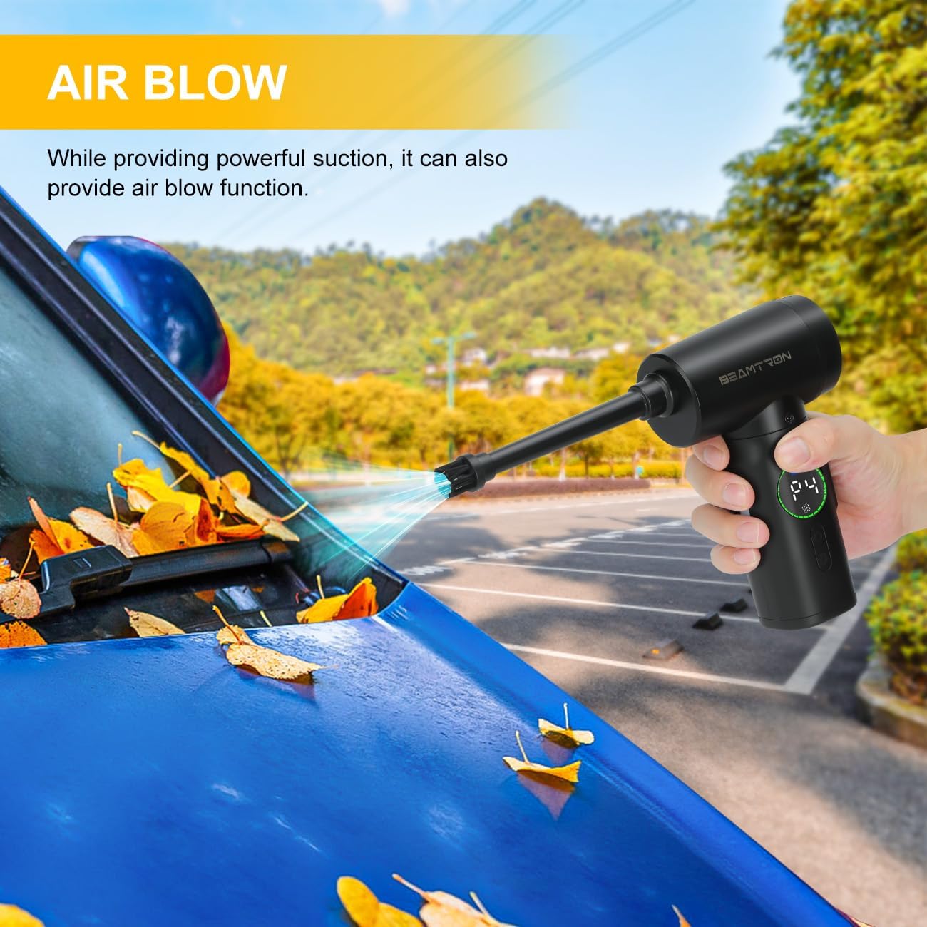 Car Vacuum Cleaner Cordless Handheld Portable - 18000Pa Powerful Suction & Air Blow - Upto 35mins Runtime - 4 Speeds - Brushless Motor- Hand held Vacuum Cleaner for Car Home Office Pet