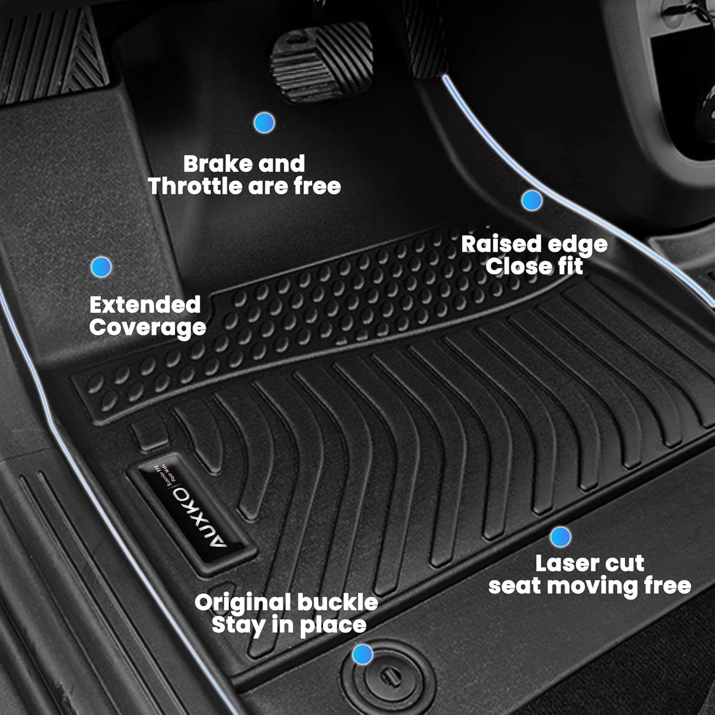 Auxko All Weather Floor Mats Cargo Mat with Backrest Mat for 2023-2025 Honda Pilot TPE Liners Accessories Guard Odorless Anti-Slip Floor Liners & Trunk Liner with Back Seat Protectors for Honda Pilot