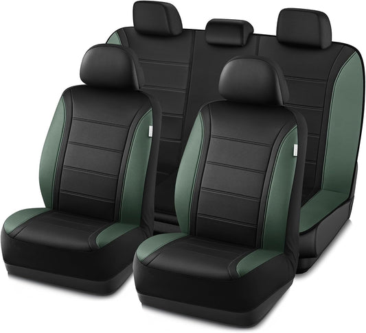 Road Comforts Leather Seat Covers, Breathable Car Seat Covers Full Set for Men,Airbag Compatible, Automotive Seat Covers Set Universal Fit Most Cars,Vans,Truck,SUV
