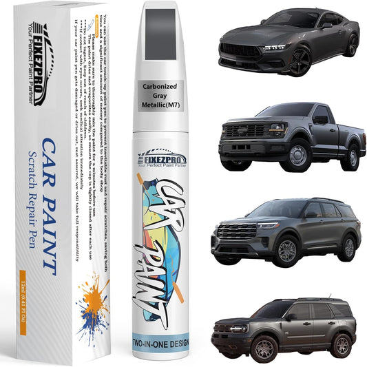 Carbonized Gray Metallic(M7) Touch Up Paint for Ford, Car Paint Scratch Repair Remover Pen Color Exact Match, Quick and Easy Fix Automotive Chips and Nicks Scuff