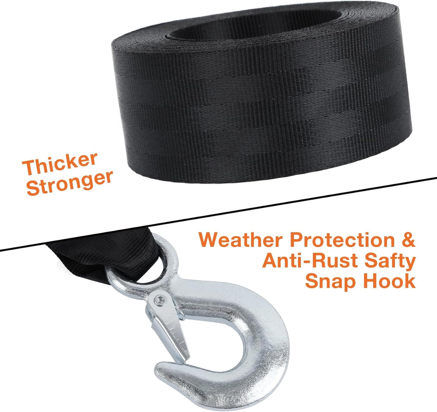 Boat Winch Strap with Safety Snap Hook 2" x 20 Ft for Pontoon/Bass/Fishing Boat Straps Trailer 10000 lbs Tow Ropes for Towing Vehicles, ATV,Jet Ski,Powerboats,Canoe,Kakak,Wave Runner Accessories