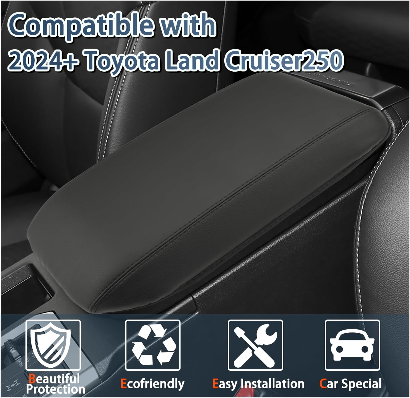 Ruiya Armrest Cover for Toyota Prado LC250 J250 Center Console,for Toyota Land Cruiser 250 Accessories Soft Comfy Center Console Lid Cover Compatible with 2024 2025 Land Cruiser 1958/First Edition