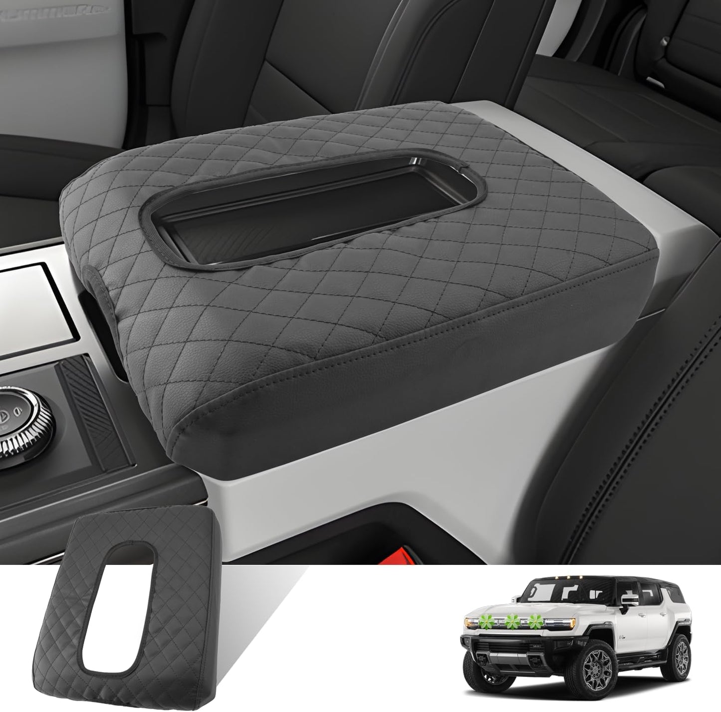 Ruiya Hummer EV Armrest Cover,for Hummer EV Accessories Center Console Cover Soft Comfy Thicken Armrest Lid Cover Compatible with 2022 2023 2024 2025 2026 Hummer EV Pickup/SUV