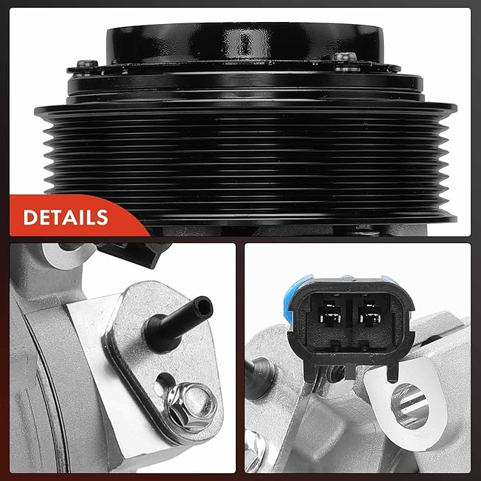 A-Premium Air Conditioner AC Compressor with Clutch Compatible with John Deere Models, 8-Groove Pulley