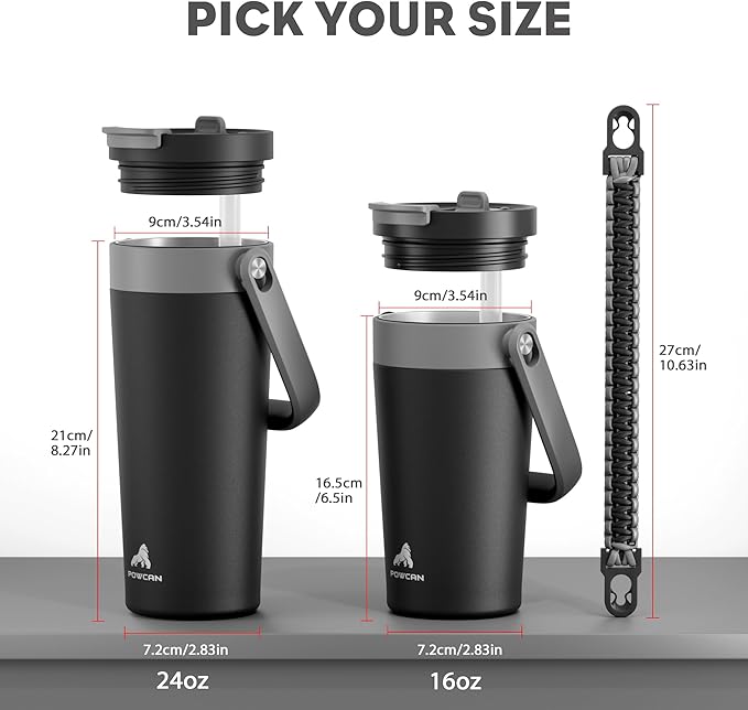 24 oz Insulated Coffee Mug for Work: 2-in-1 Straw Flip Lid, Keep Cold 24H, Fit in Car Cupholder, Leakproof, Stainless Steel Coffee Tumbler with Handle for Home, Travel, Outdoor and Gifts (Rebellion)