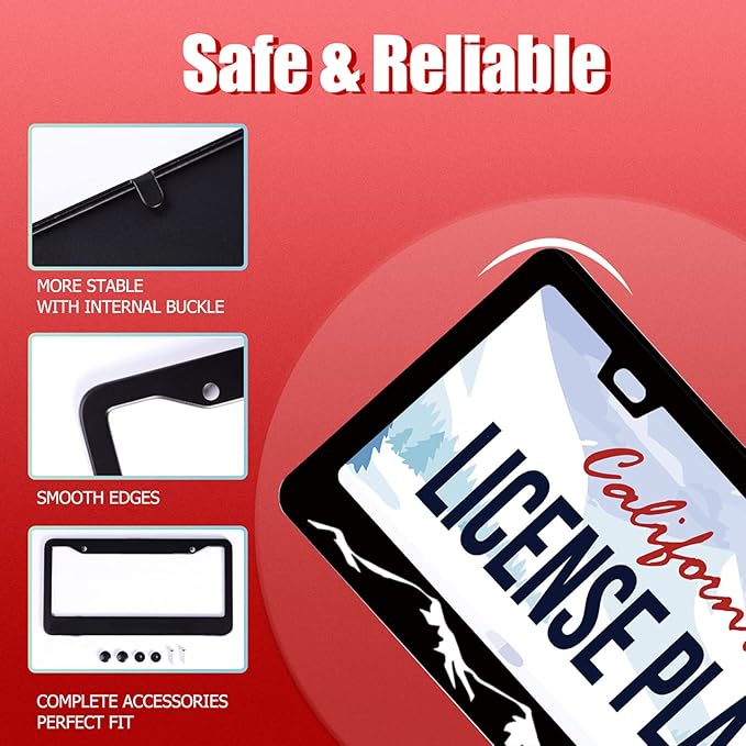 2pcs Mountains License Plate Frame Mountain License Plate Frames for Car Decorative Accessories License Plate with Screws for Standard Us Canada License Plate Holder 12x6 Inch
