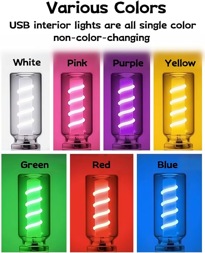 2 PCS USB Car Interior Lights, Touch Dimmable, Mini Retro Glass Bottle Design Suitable for Cars, Bedrooms, Corridors and Camping (Blue)