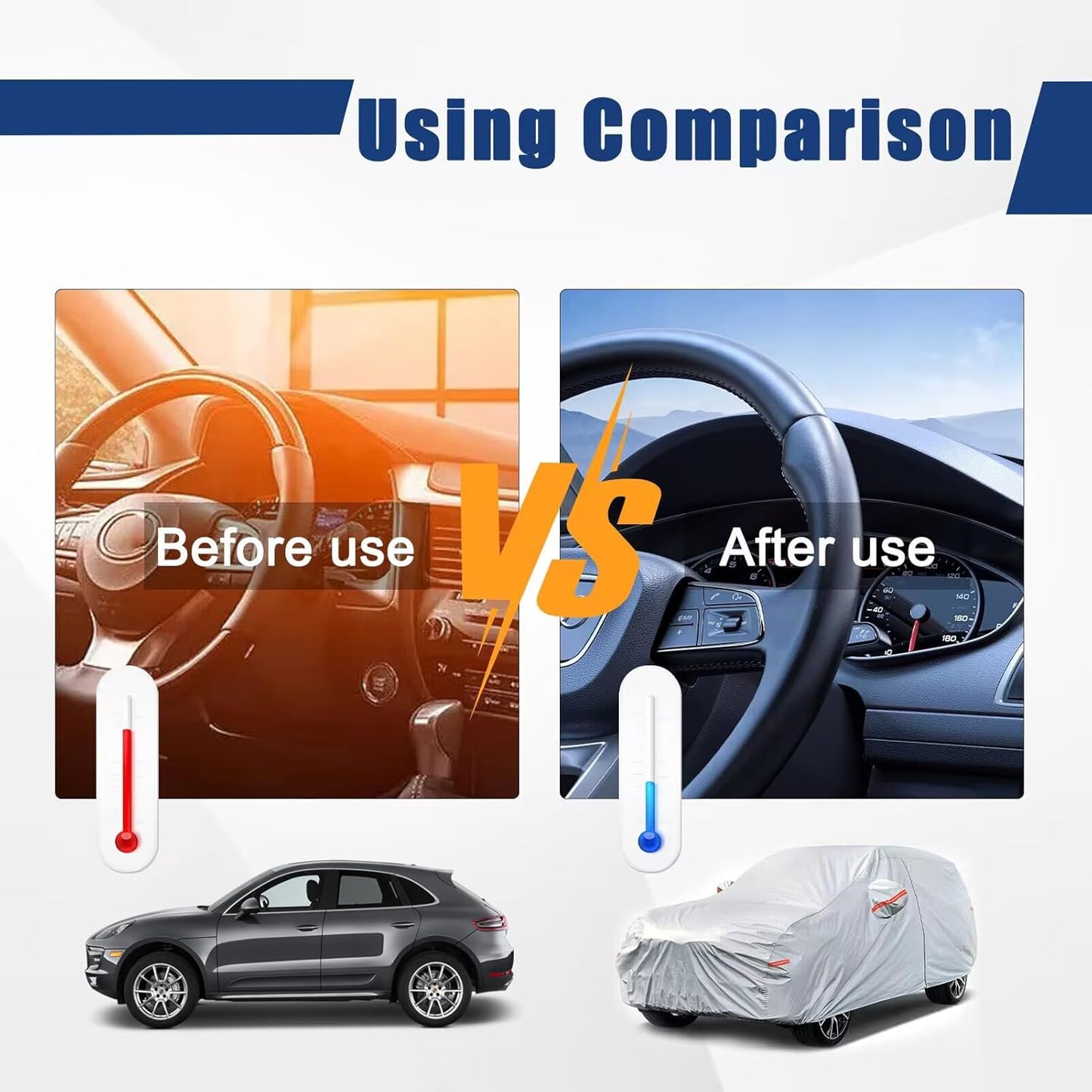 Kayme 6 Layers SUV Car Cover Custom Fit for VW Volkswagen Atlas (2017-2025) Waterproof All Weather for Automobiles, Outdoor Full Cover Rain Sun UV Protection.Silver