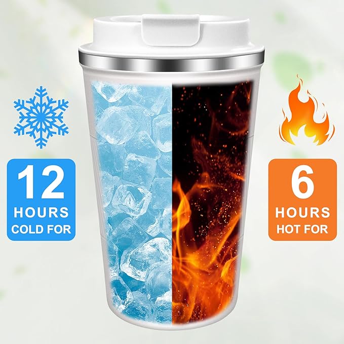 Coffee Travel Mug 12oz Insulated Coffee Mug with Lid Portable Spill-Proof Coffee Mug No Handle Reusable Stainless Steel Cup Keeps Cold and Hot Suitable for Car, Daily, Travel and Gifts