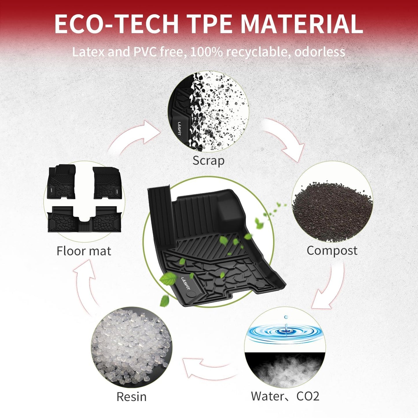 LASFIT Floor Mats for Ford Maverick 2025 2024 2023 2022 (Hybrid Models Only) All Weather Car Mats TPE Truck Liners Vehicle Accessories for Ford Maverick - 1st & 2nd Row, Black