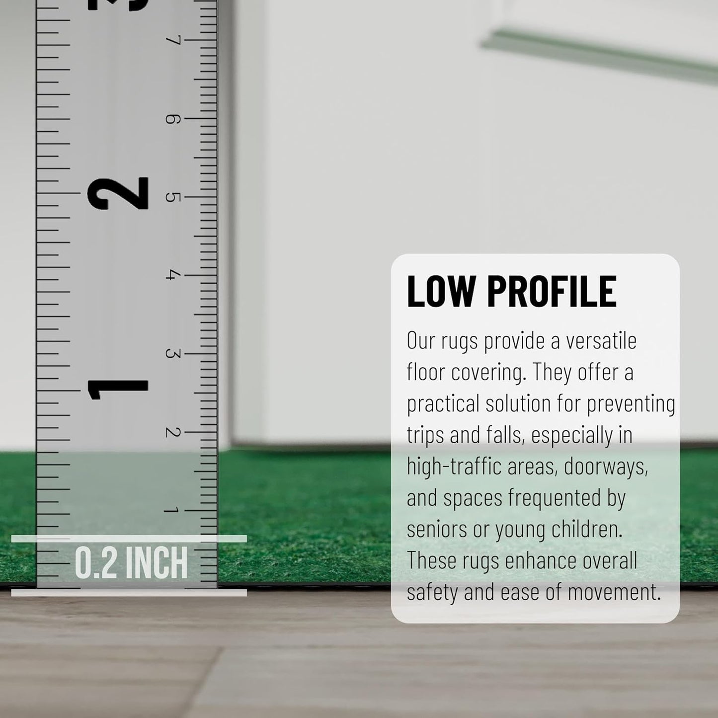 Ottomanson 2' x 10' Hallway Runner with Scraper Pile Extra Durable Non-Slip Rug Mat for Indoor & Outdoor Use - Ideal for Kitchen, Entryway, Patio & Garage - High-Traffic Carpet, Green