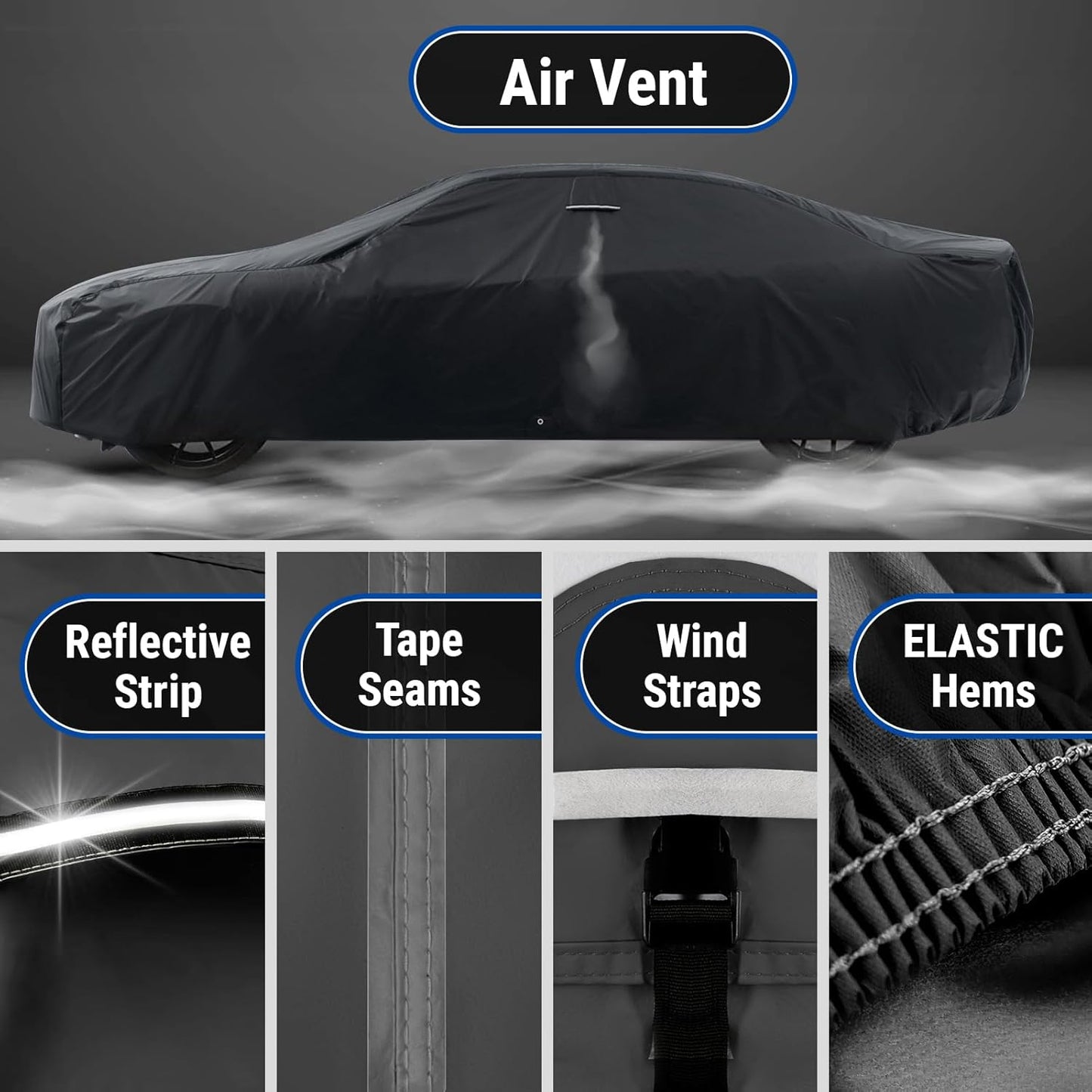 iCarCover Custom Car Cover for Chevy Kingswood (1959-1961) Waterproof All Weather Rain Snow UV Sun Protector Full Exterior Indoor Outdoor Car Cover (Stripe - Black/Red)