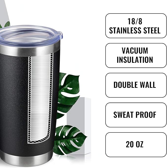 8 pack 20 OZ Double Wall Stainless Steel Vacuum Insulated Tumbler Coffee Travel Mug With Lid, Durable Powder Coated Insulated Coffee Cup for Cold & Hot Drinks (Black, 8 pack)