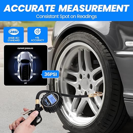 Digital Bike Tire Pressure Gauge, Presta Valve Adaptor, Schrader to Presta Valve Adapter for Air Compressor, Schrader Valve Adapter (CAR&SUV&Bike)