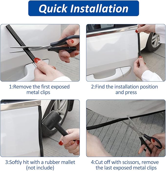 16.5Ft Car Door Edge Guards - Black Universal Fit Door Edge Protector, Rubber U Shape Automotive Door Trim Molding for Sedans Trucks SUV ATV - No Glue Required (Black, 16.5FT)