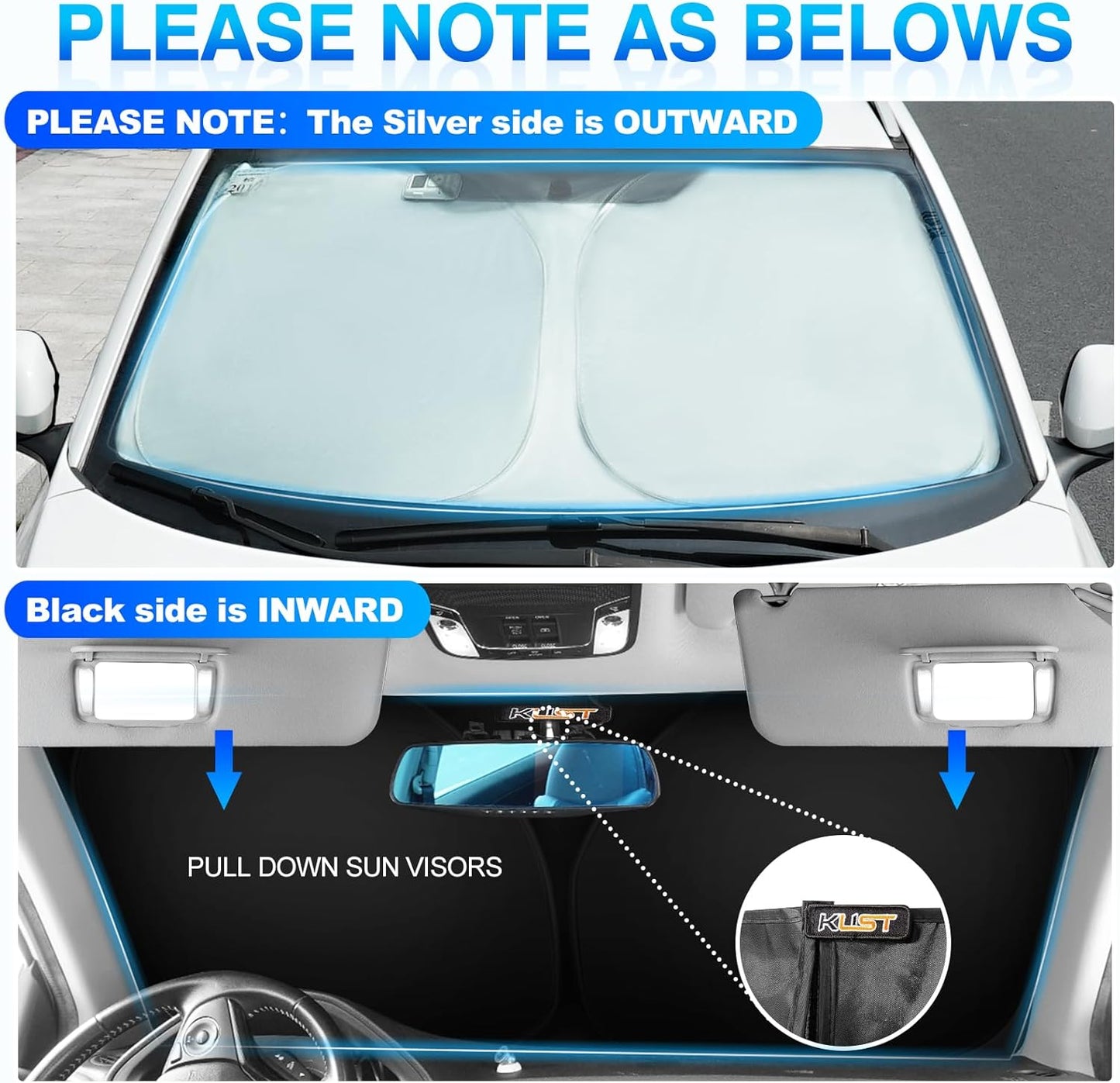 KUST Windshield Sun Shade for 2018-2024 2025 Lincoln Navigator Accessories Custom Fit Sunshade Sun Visor Protector Foldable Blocks UV Rays Keep Your Car Cooler