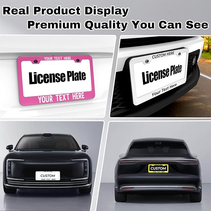 Custom License Plate Frame Personalized - Premium Metal Car Tag with Your Text, 12x6 Inch Customized Auto Plates, Rust-Proof License Plate Frames for Cars/Trucks/SUVs (Placas para Carro)