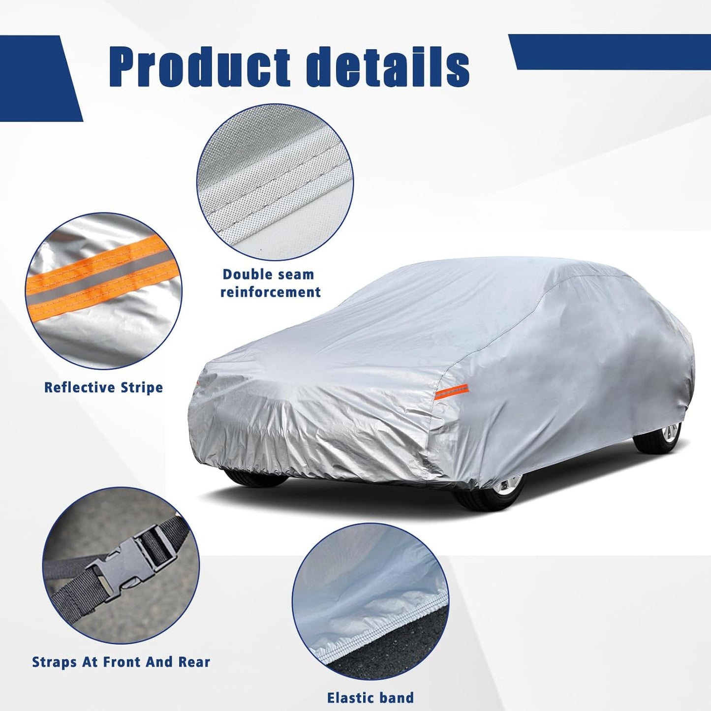 Kayme 6 Layers Car Cover Custom Fit for Dodge Charger (2006-2025) Waterproof All Weather for Automobiles, Outdoor Full Cover Rain Sun UV Protection.Silver