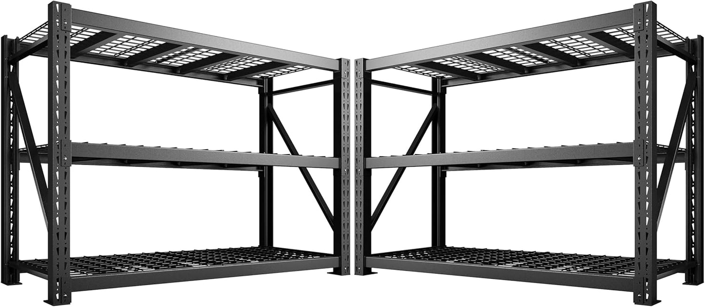 Bepatio 8250LBS Garage Shelving Heavy Duty Storage Shelves Industrial Metal Shelving Adjustable 3-Tier Shelves for Garage, Warehouse Basement Storage Room 24" D × 60" W × 66" H