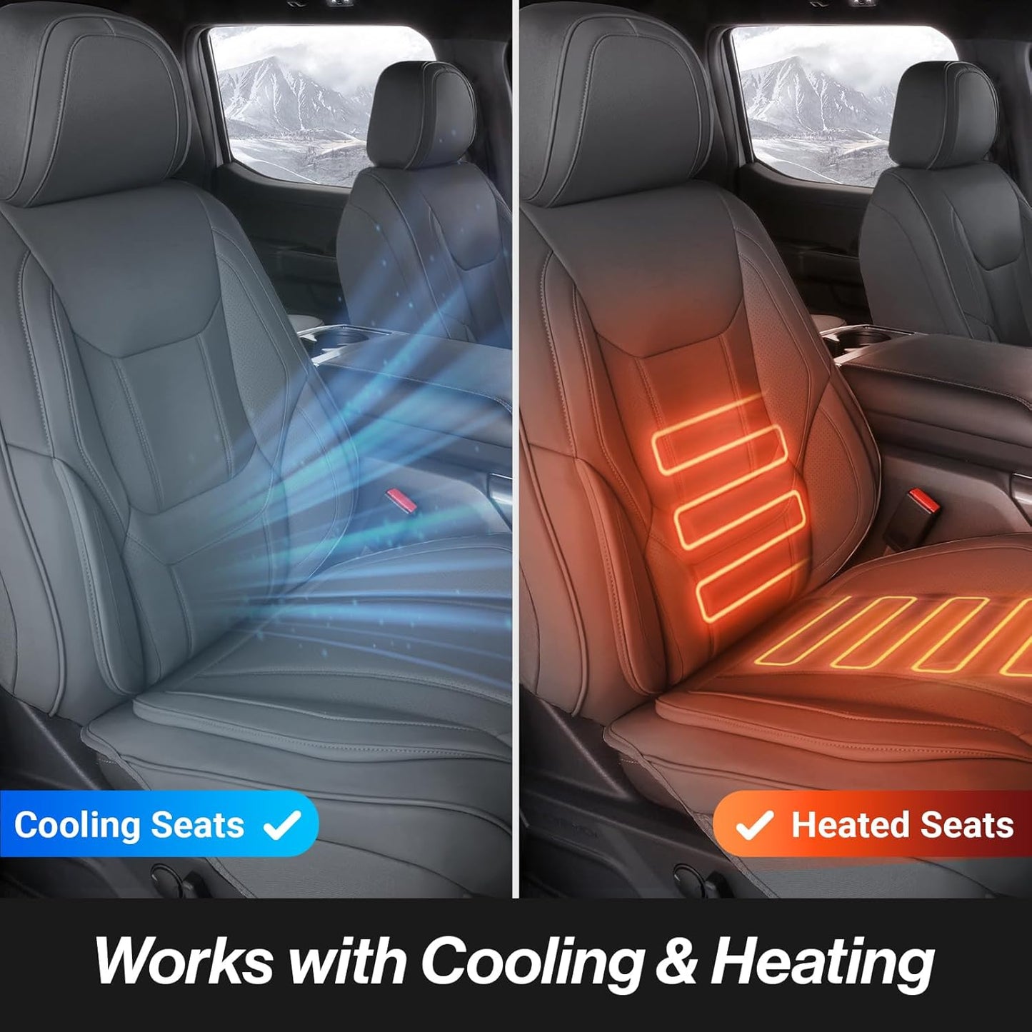 Coverland Custom Car Seat Covers Compatible with Avalanche, Ram 1500, Ram 2500 - Premium Leather Non-Slip Memory Foam Waterproof Interior Protector Front Seat-Dark Gray [See Size Chart-Size A43]