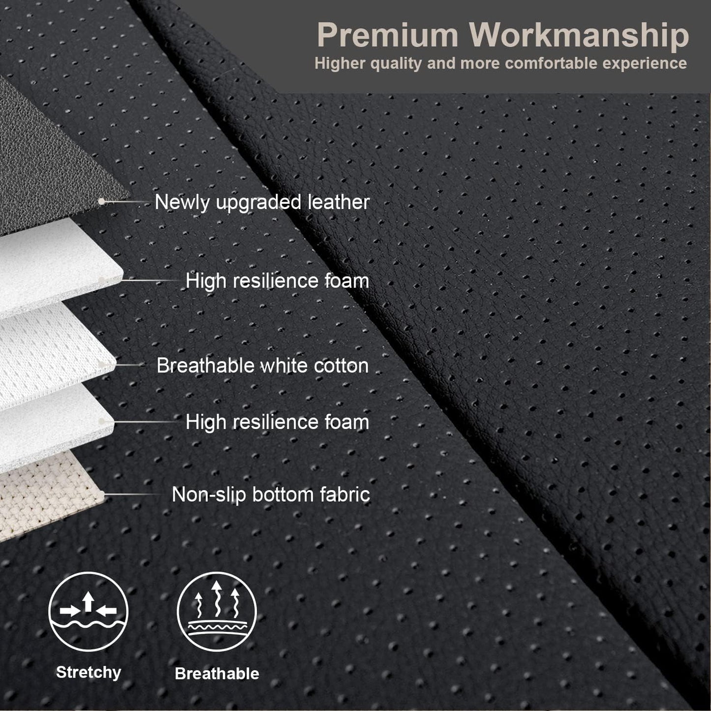 GIANT PANDA Full Set Car Seat Covers Customized Jeep Wrangler TJ Rubicon Sahara Sport X Unlimited 2003 2004 2005 2006, Faux Leather (Black&Red)