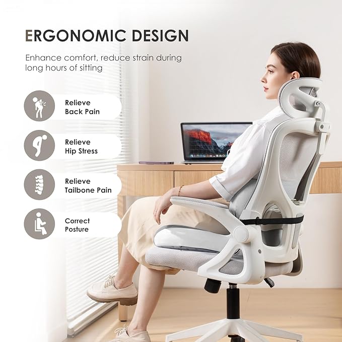 FLORICH Memory Foam Truck Seat Cushion with Adjustable Strap,Seat Cushion and Lumbar Support Pillow for Car Office Chair(Dark Grey)