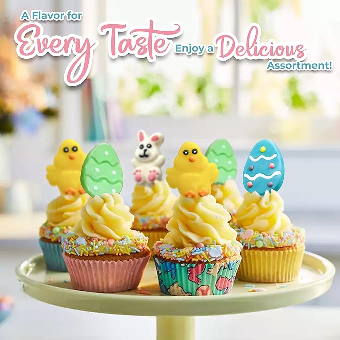 24 Easter Candy Lollipops Individually Wrapped Bulk Variety Pack - Bunny, Chick, Egg - Easter Basket Stuffers - Egg Hunt - Candy Dish (Strawberry, Raspberry, Lemon)