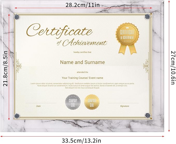 PETAFLOP Picture Frames 8.5 x 11 Marble Color Design, Certificate Award Document Plaque Wall Mounted Display, Single