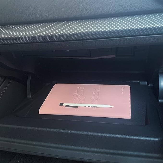 Leather Car Registration and Insurance Card Holder, Car Document Holder for Cards License with Magnetic Shut (Pink, large)