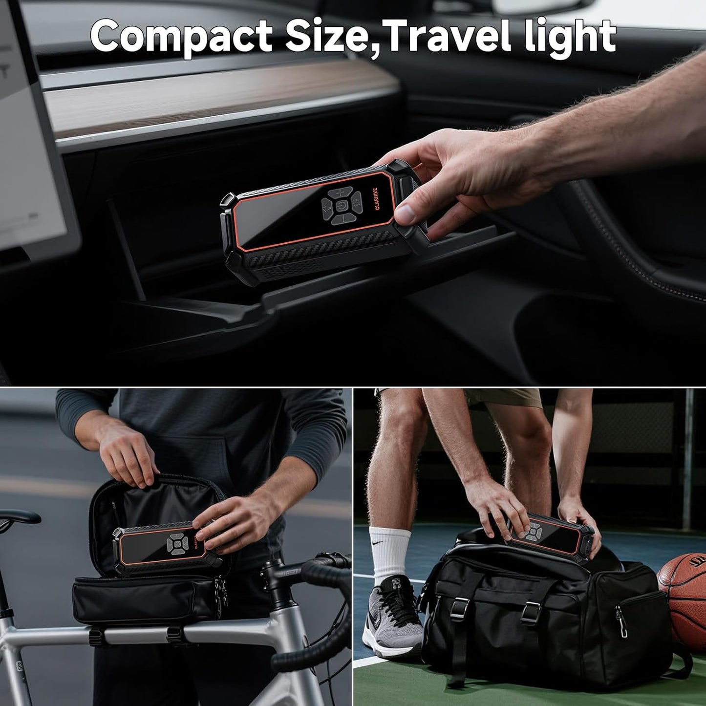 OlarHike Cordless Tire Inflator Portable Air Compressor, Ultra Fast Inflation, Air Pump for Car Tires, Pickup Truck, Motorcycle, Bicycle, Balls, Electric Pump with LED Light & Digital Pressure Gauge