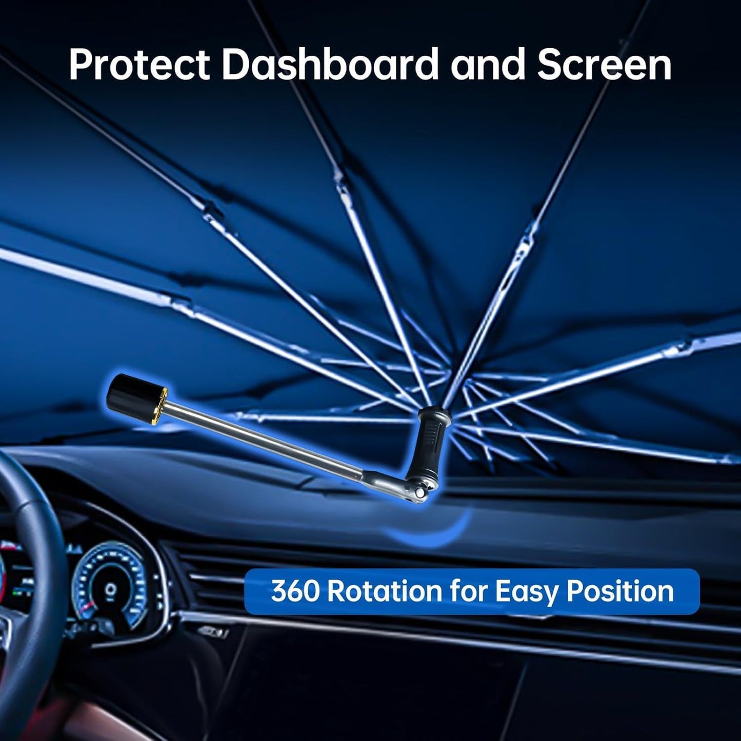 Windshield Sun Shade Umbrella for Ford Escape 2020-2026, Foldable Car Sunshade for Front Window, Highly Reflective Windshield Sun Shield Visor for UV Protection, Keep Car Cool Accessories