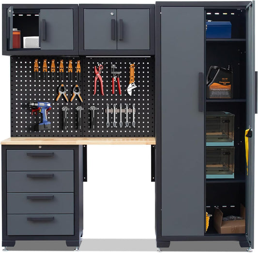 Garage Storage Cabinet System Workshop Set 5Pcs Garage Cabinets and Storage System for Tool Organization