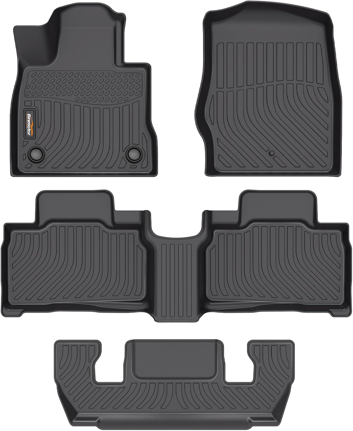 Binmotor-All Weather Floor Mats Custom Set for Ford Explorer 6 Seat 2020-2025, Heavy Duty TPE Car Floor Liners Explorer Accessories