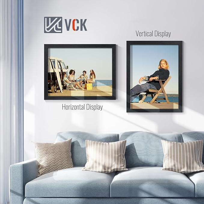 VCK 18x24 Poster Frames Black Set of 6, Wide Border Wood Picture Frame, Multi-Directional Display Family Photos, Office Prints, Studio/Gallery Artwork, Woodgrain Series, Wall Hanging