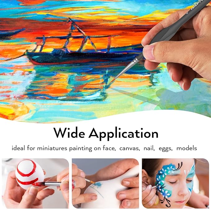 Nicpro 15 Pack Miniature Painting Set, Fine Detail Paint Brushes for Models, Acrylic Watercolor Oil, Ceramic, Shoe, Art Figure Paint by Number - Thin Artist Kit Nylon Holder