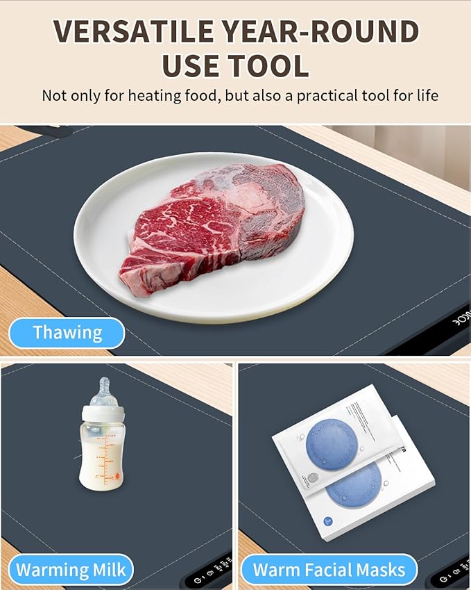 Food Warming Mat,Electric Warming Tray Food Warmer With Adjustable Temperature,Rollable Potable Silicone Heating Mat for Food,Versatile Kitchen Gadgets Home Essentials for Buffet Party Gathering