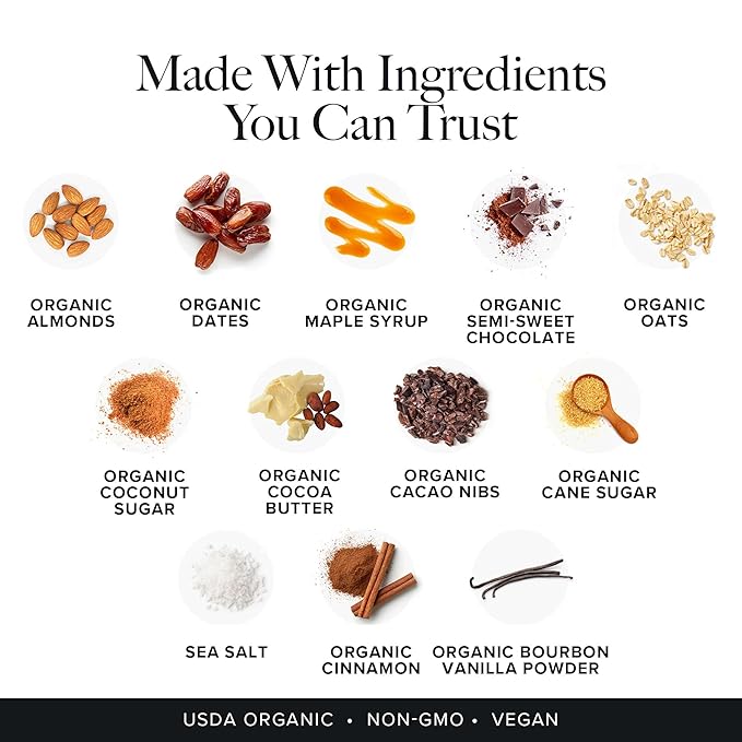 Truvani Plant Based Snack Bars | Oatmeal Chocolate Chip 12 Pack | 6g Protein | USDA Organic and Vegan | The Only Bar | Dairy, Soy, and Gluten Free | Individually Wrapped