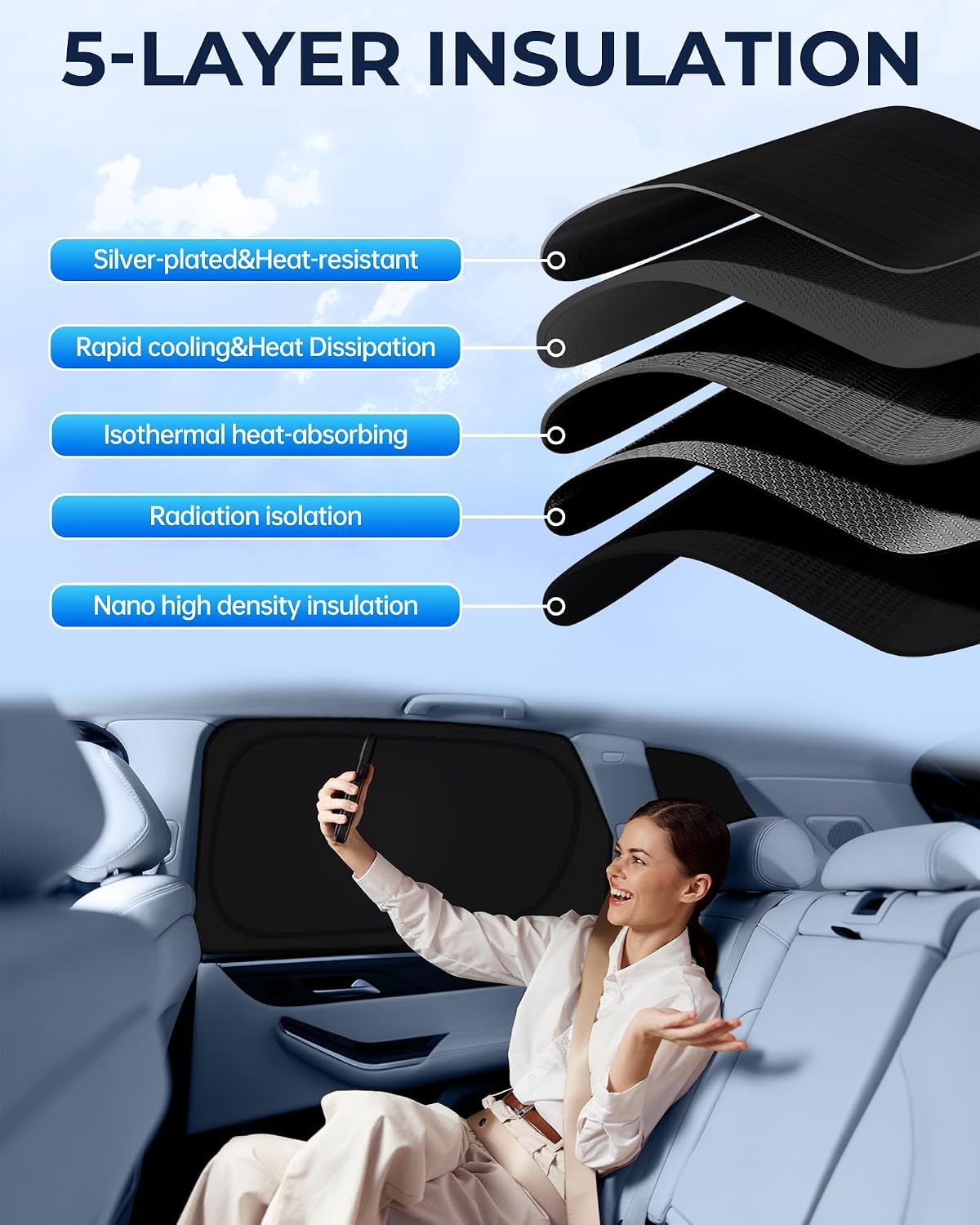 for Ford Mustang Mach-E 2021-2025 Car Window Shades, 8pcs Privacy Sun Shade Set for Front Windshield Side and Rear Windows, Full Window Covers Keeps Vehicle Cool for Camping Napping