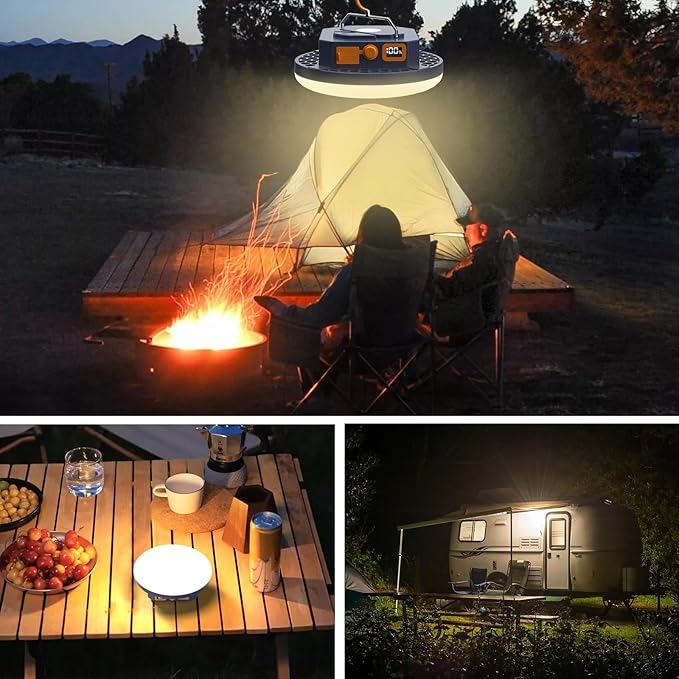 Rechargeable 10000mAh 4000LM Portable LED Camping Lantern Warm Light 30W with Magnet , IP45 Waterproof Tent Light Power Failure Emergency Survival Kits Snowstorm Christmas Day Gift