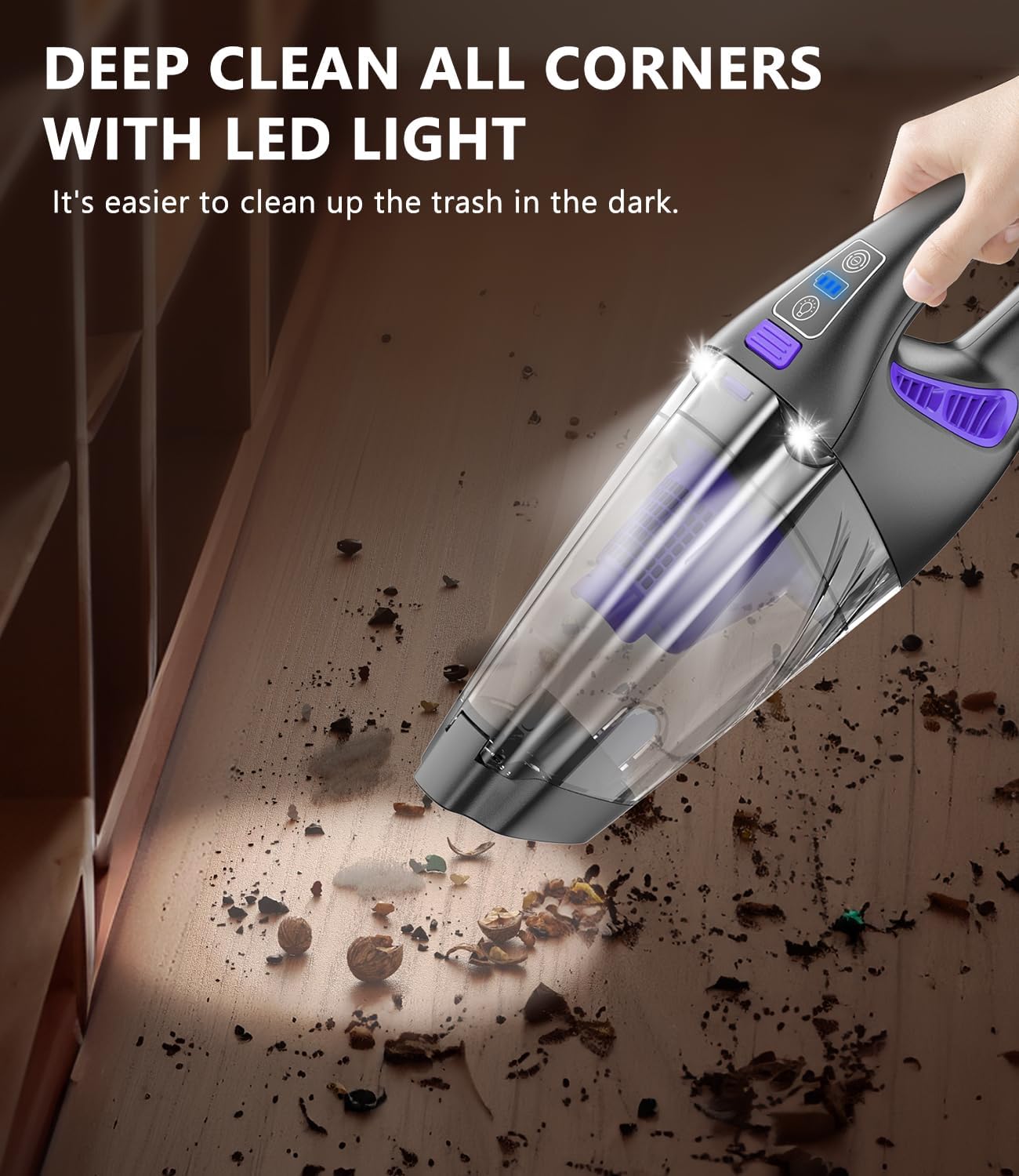 Handheld Car Vacuum Cordless, 18000Pa 160W Car Vacuum Cleaner,30Min Powerful Hand Held Vacuum Cordless Portable Vacuum Cleaner