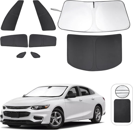 TINGLU Window Shades for Chevrolet Malibu 2016-2025 Accessories Side Full Windows Cover Camping Rear Triangular Windshield Sun Shade Sun UV Rays Privacy Protection 8PCS