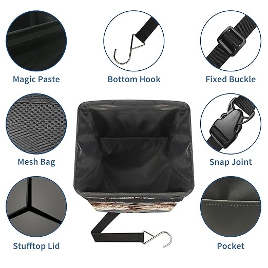 Car Trash Can with Lid Collapsible Reusable Waterproof Car Garage Bag,Automotive Garbage Can