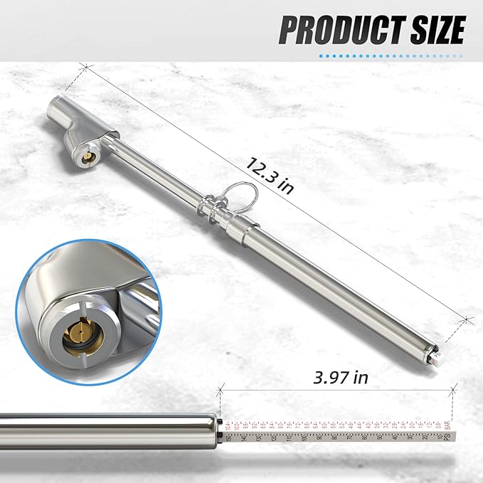 MEANLIN MEASURE Silver Double Straight Type Tire Pressure Gauge，Dual Head Air Pressure Gauge 1Pcs，Pressure Range 10-150 Psi(Suitable for Trucks, etc.