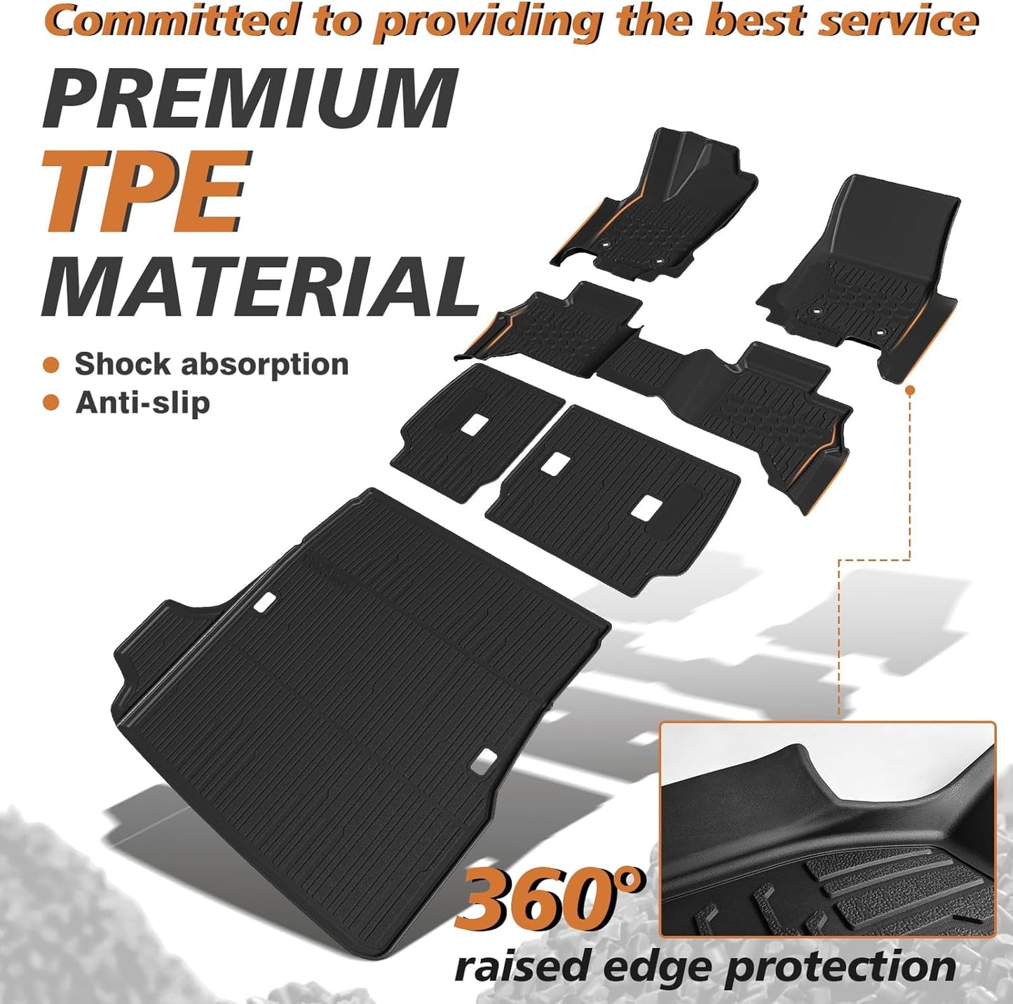 TripleAliners Floor Mats & Trunk Mat & Rear Seatback Cover All Weather TPE Liners Fit for Toyota 2025 4Runner Accessories Custom Fit TPE Heavy-Duty (Only for 5 Seats) - Not for Hybrid Model