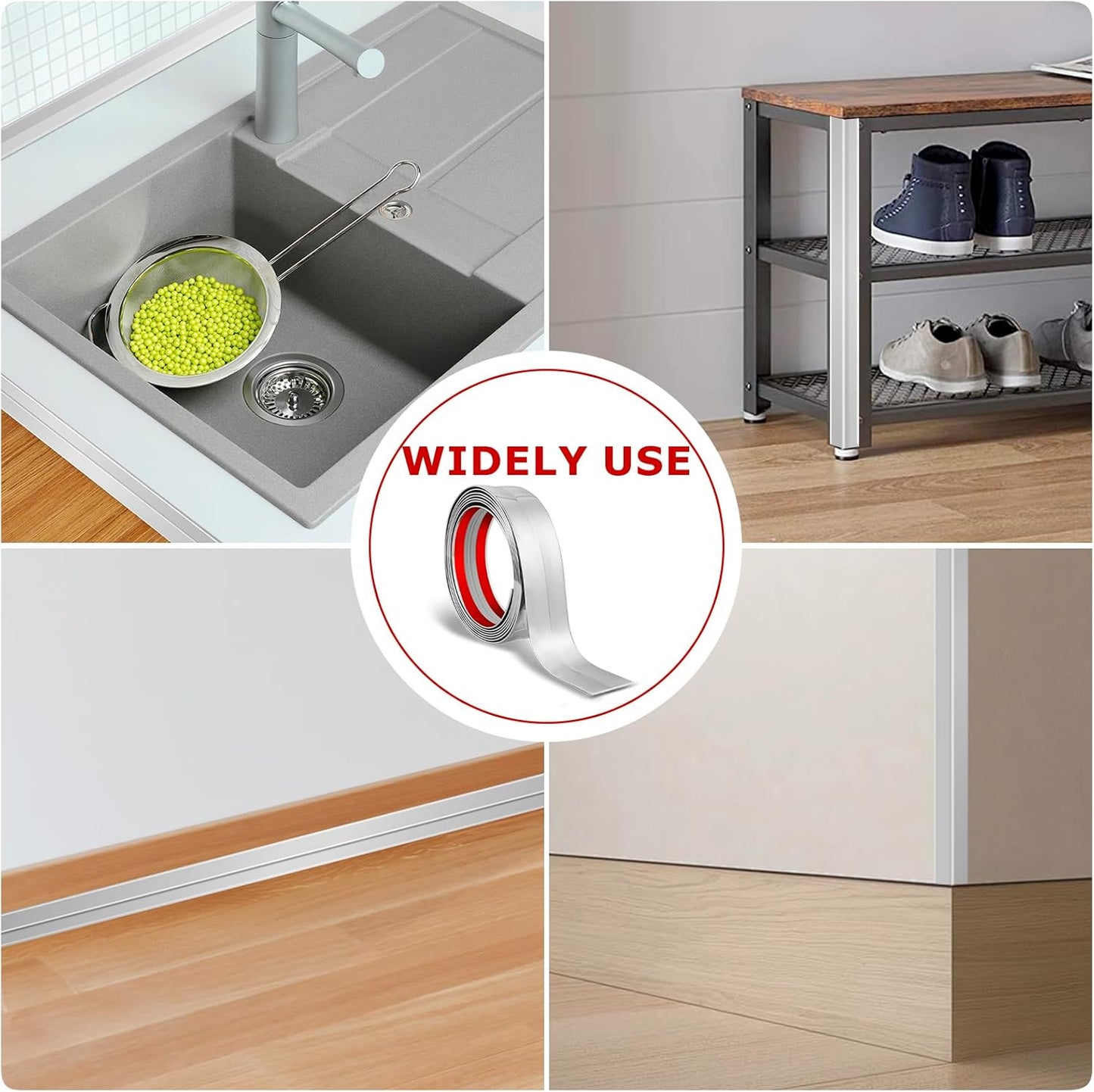 Flexible Wall Corner Protector Moulding Trim Peel and Stick Wall Corner Guards Edge Protector Self Adhesive Wall Molding Trim Strip for Wall Edge Corner Ceiling (Silver, 2.4 in x 20 Ft)