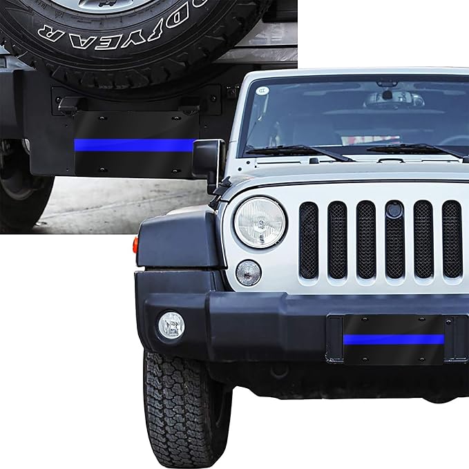 Front License Plate Thin Blue Line Vanity Plates Aluminum Metal Decorative Car Tag Flag Novelty License Plate Cover for Men Women ‎6 * 12 in (4 Holes)